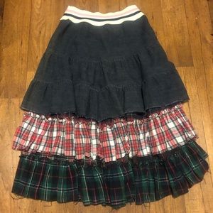 Twenty-One Long Maxi Skirt Denim Blue Flannel Sz L